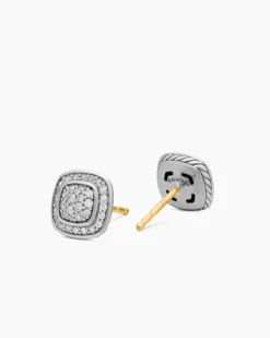 Petite Albion® Stud Earrings Sterling Silver with Pavé Diamonds, 5mm