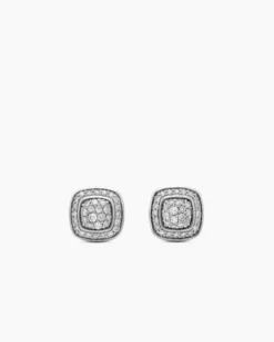 Petite Albion® Stud Earrings Sterling Silver with Pavé Diamonds, 5mm
