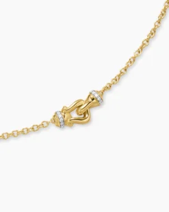 Petite Buckle Necklace 18K Yellow Gold with Diamonds, 16.3mm