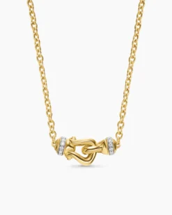 Petite Buckle Necklace 18K Yellow Gold with Diamonds, 16.3mm