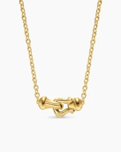 Petite Buckle Necklace 18K Yellow Gold with Diamonds, 16.3mm