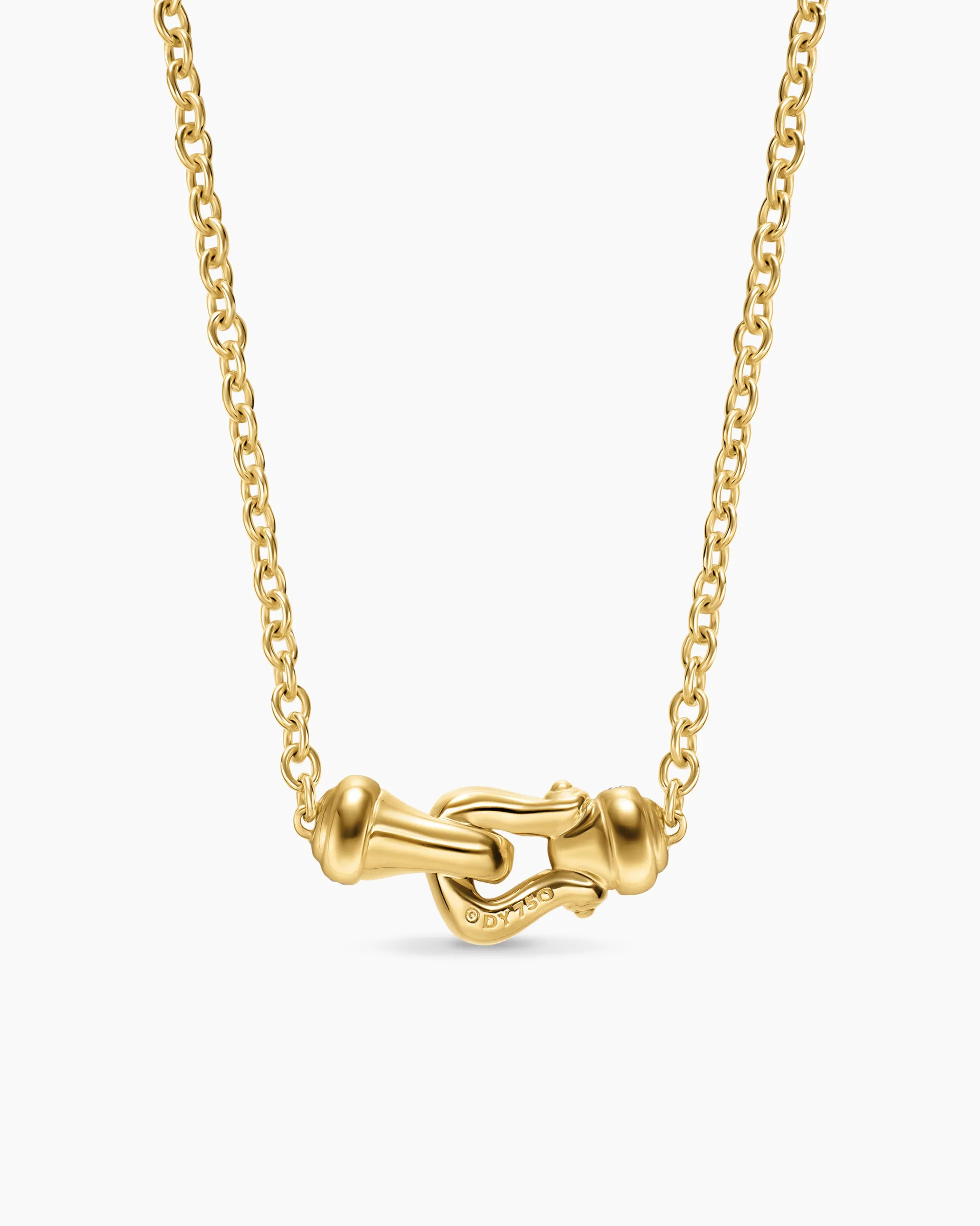 Petite Buckle Necklace 18K Yellow Gold with Diamonds, 16.3mm
