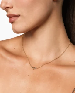 Petite Buckle Necklace 18K Yellow Gold with Diamonds, 16.3mm