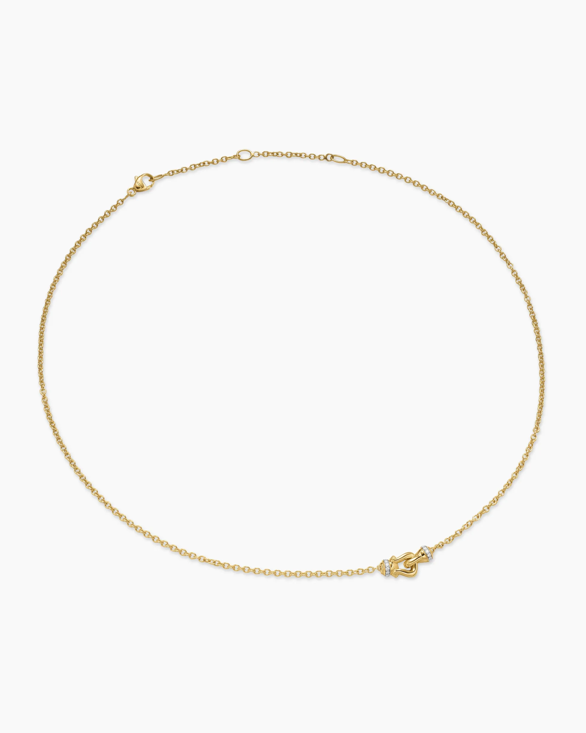 Petite Buckle Necklace 18K Yellow Gold with Diamonds, 16.3mm