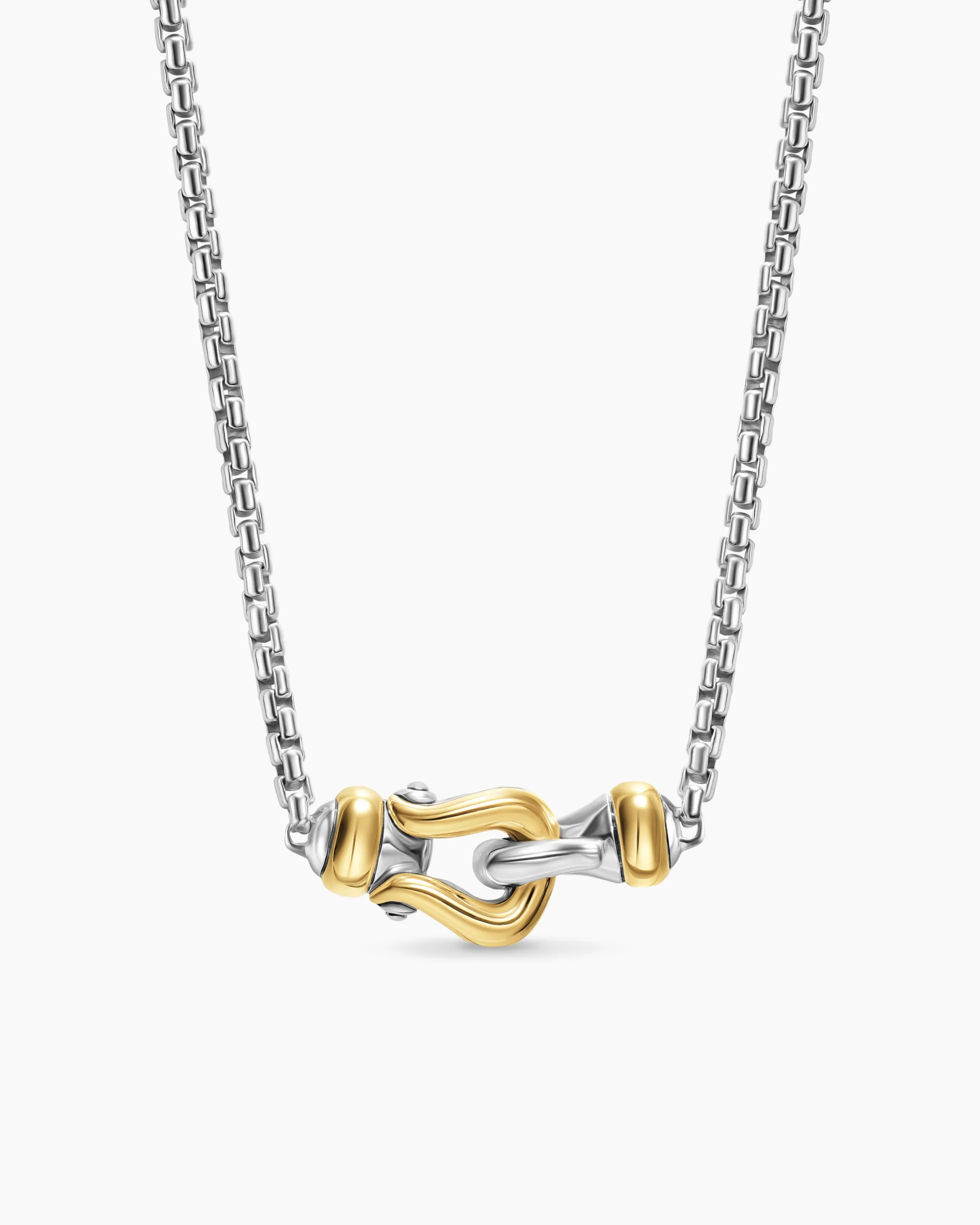 Petite Buckle Necklace Sterling Silver with 14K Yellow Gold, 16.2mm