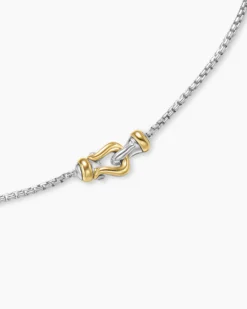 Petite Buckle Necklace Sterling Silver with 14K Yellow Gold, 16.2mm