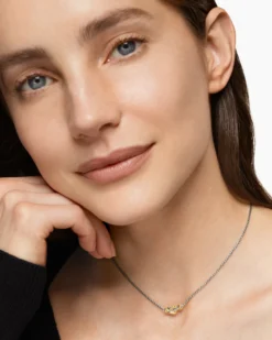Petite Buckle Necklace Sterling Silver with 14K Yellow Gold, 16.2mm