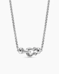 Petite Buckle Necklace Sterling Silver with 14K Yellow Gold, 16.2mm