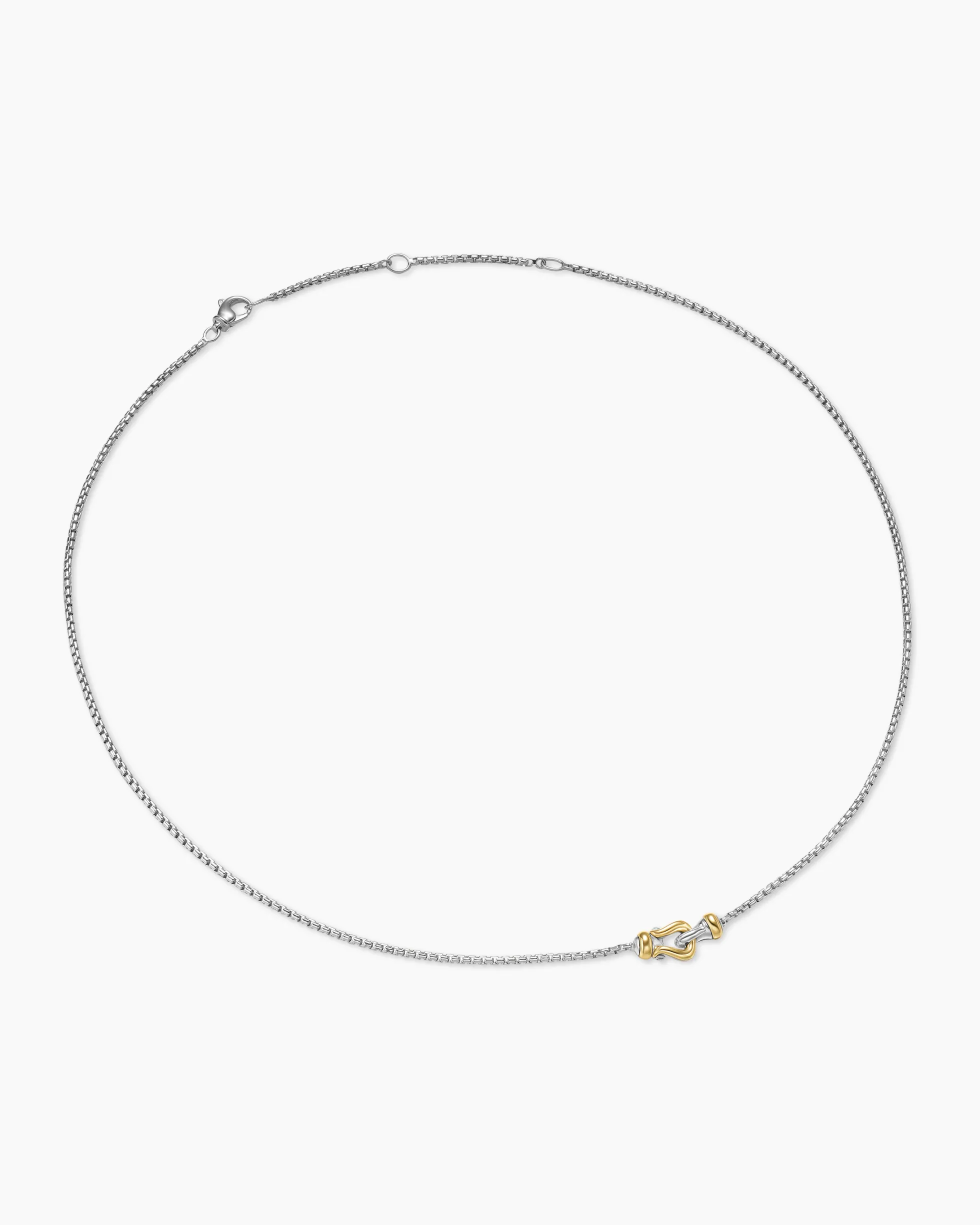 Petite Buckle Necklace Sterling Silver with 14K Yellow Gold, 16.2mm