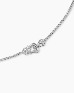 Petite Buckle Necklace Sterling Silver with Diamonds, 16.2mm