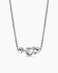 Petite Buckle Necklace Sterling Silver with Diamonds, 16.2mm