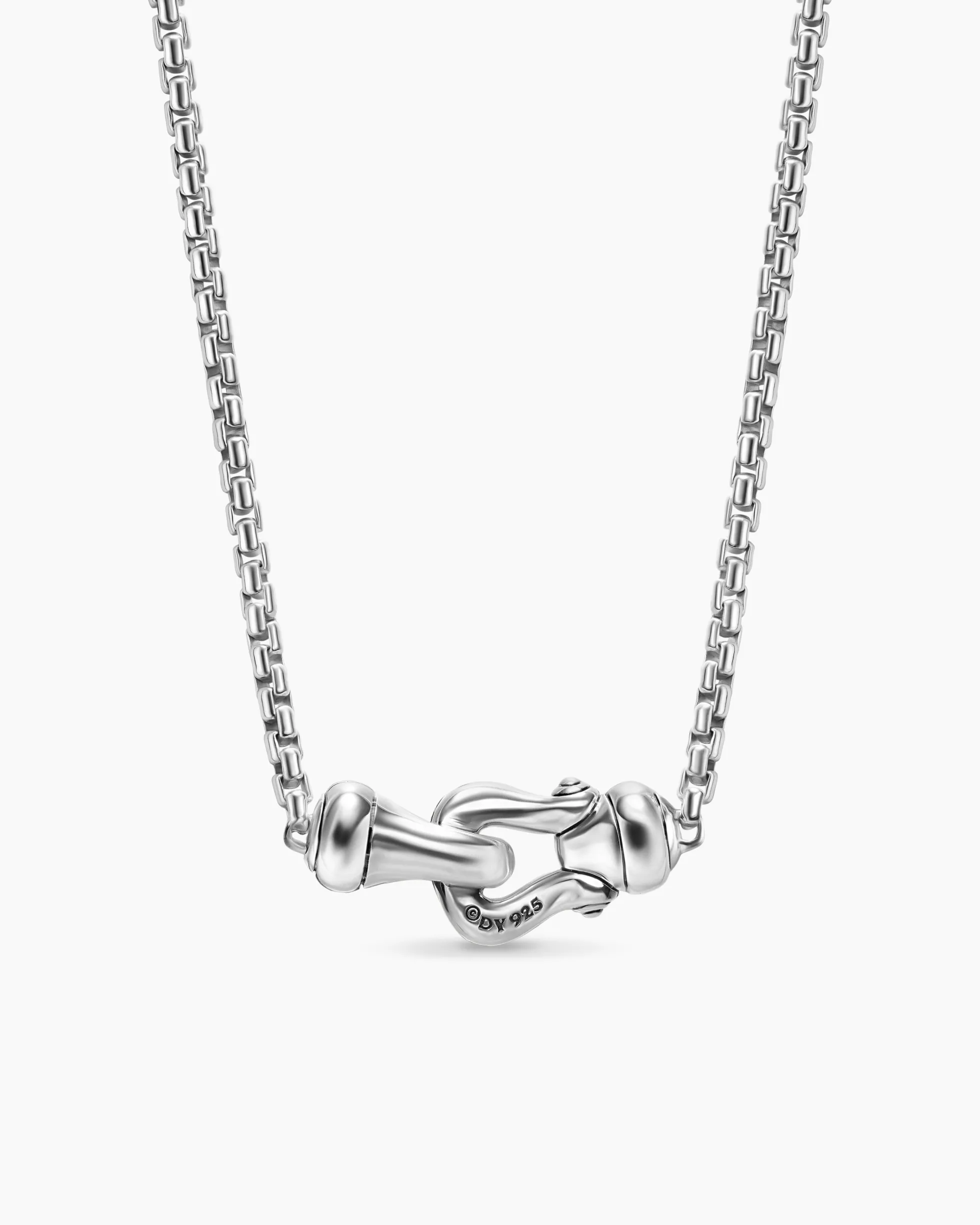 Petite Buckle Necklace Sterling Silver with Diamonds, 16.2mm