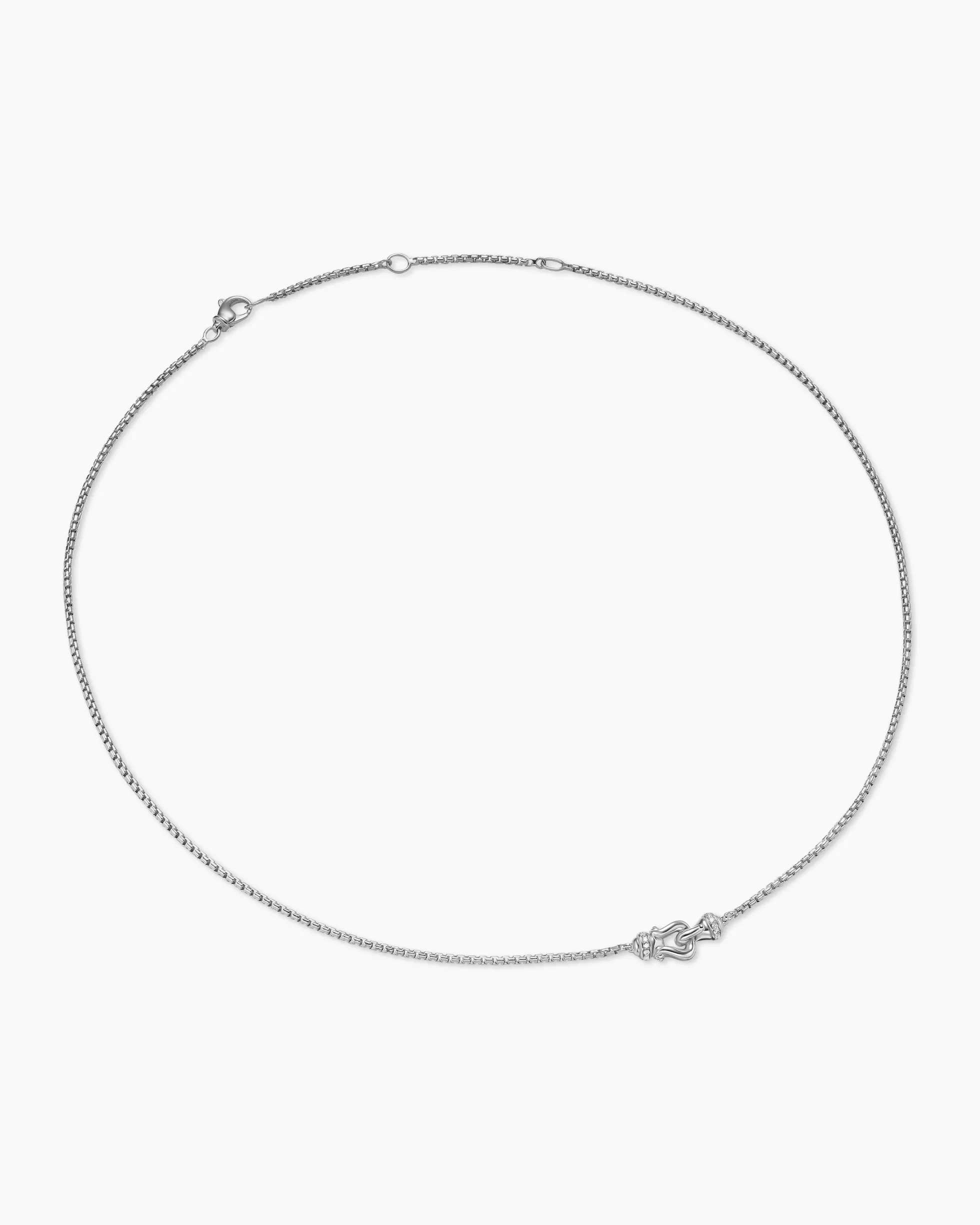 Petite Buckle Necklace Sterling Silver with Diamonds, 16.2mm