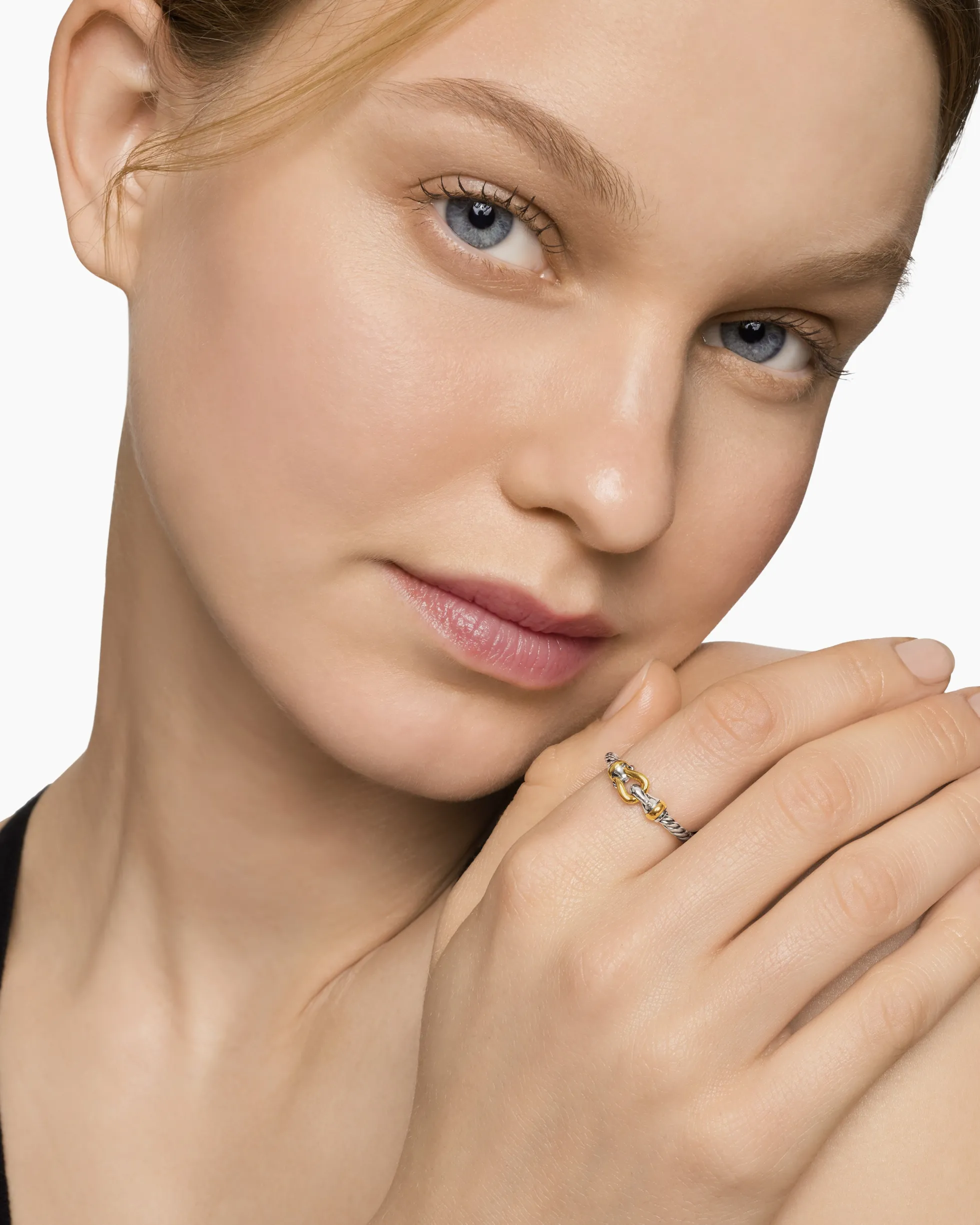 Petite Buckle Ring Sterling Silver with 18K Yellow Gold, 2mm