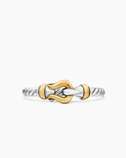Petite Buckle Ring Sterling Silver with 18K Yellow Gold, 2mm