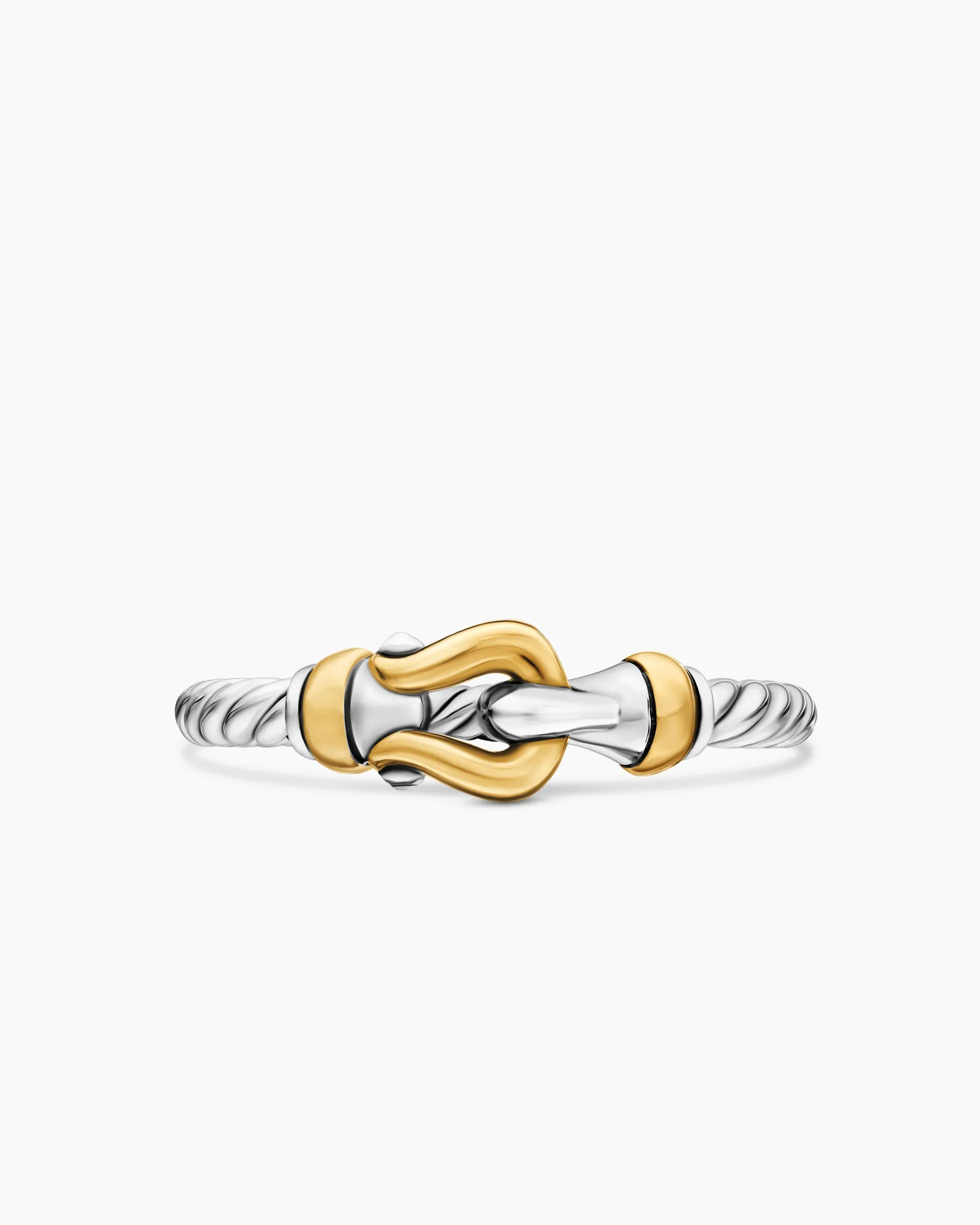 Petite Buckle Ring Sterling Silver with 18K Yellow Gold, 2mm
