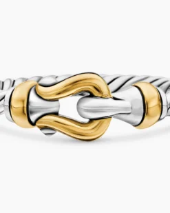 Petite Buckle Ring Sterling Silver with 18K Yellow Gold, 2mm