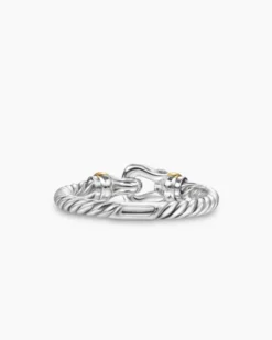 Petite Buckle Ring Sterling Silver with 18K Yellow Gold and Diamonds, 2mm