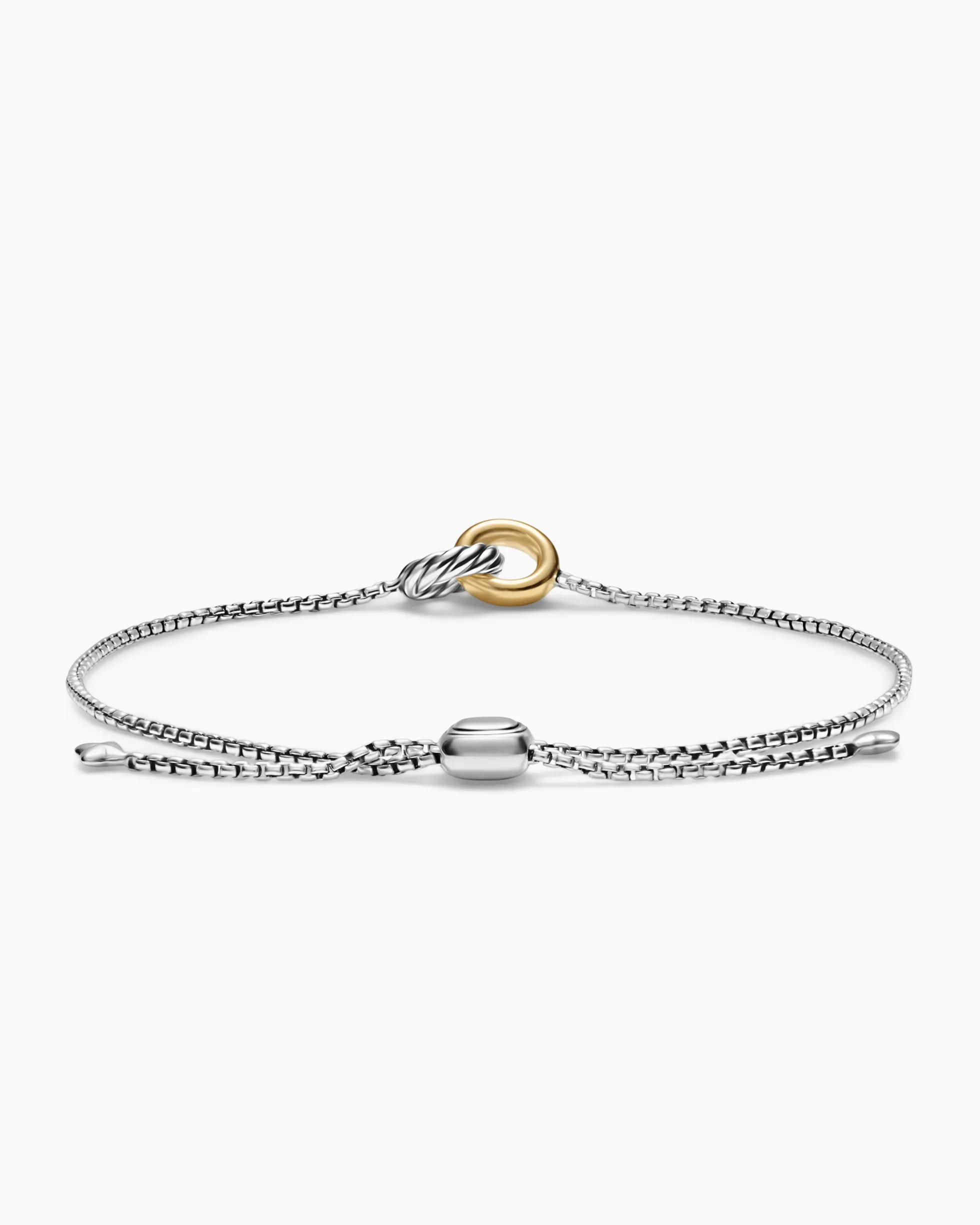 Petite Cable Linked Bracelet Sterling Silver with 14K Yellow Gold, 15mm