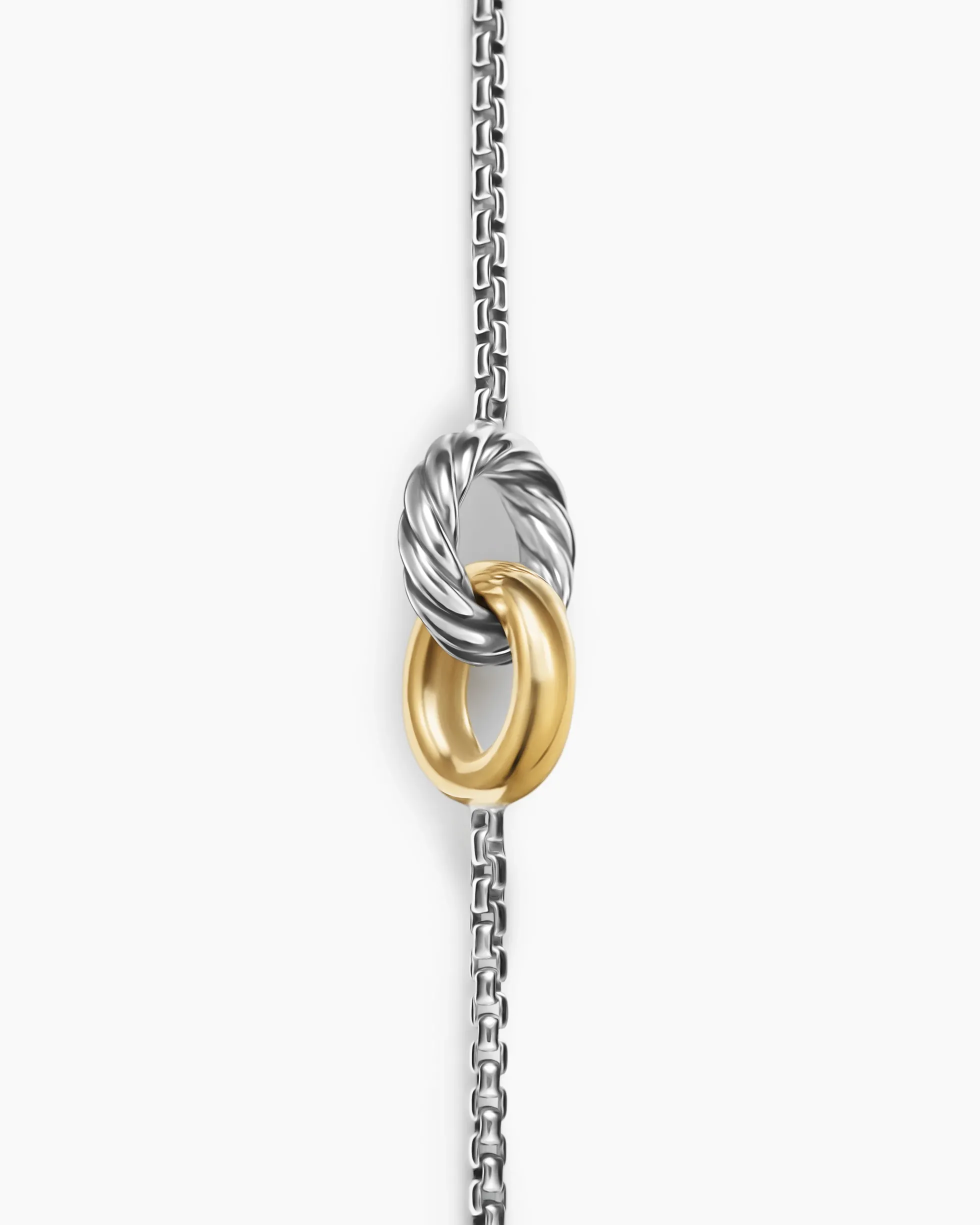 Petite Cable Linked Bracelet Sterling Silver with 14K Yellow Gold, 15mm