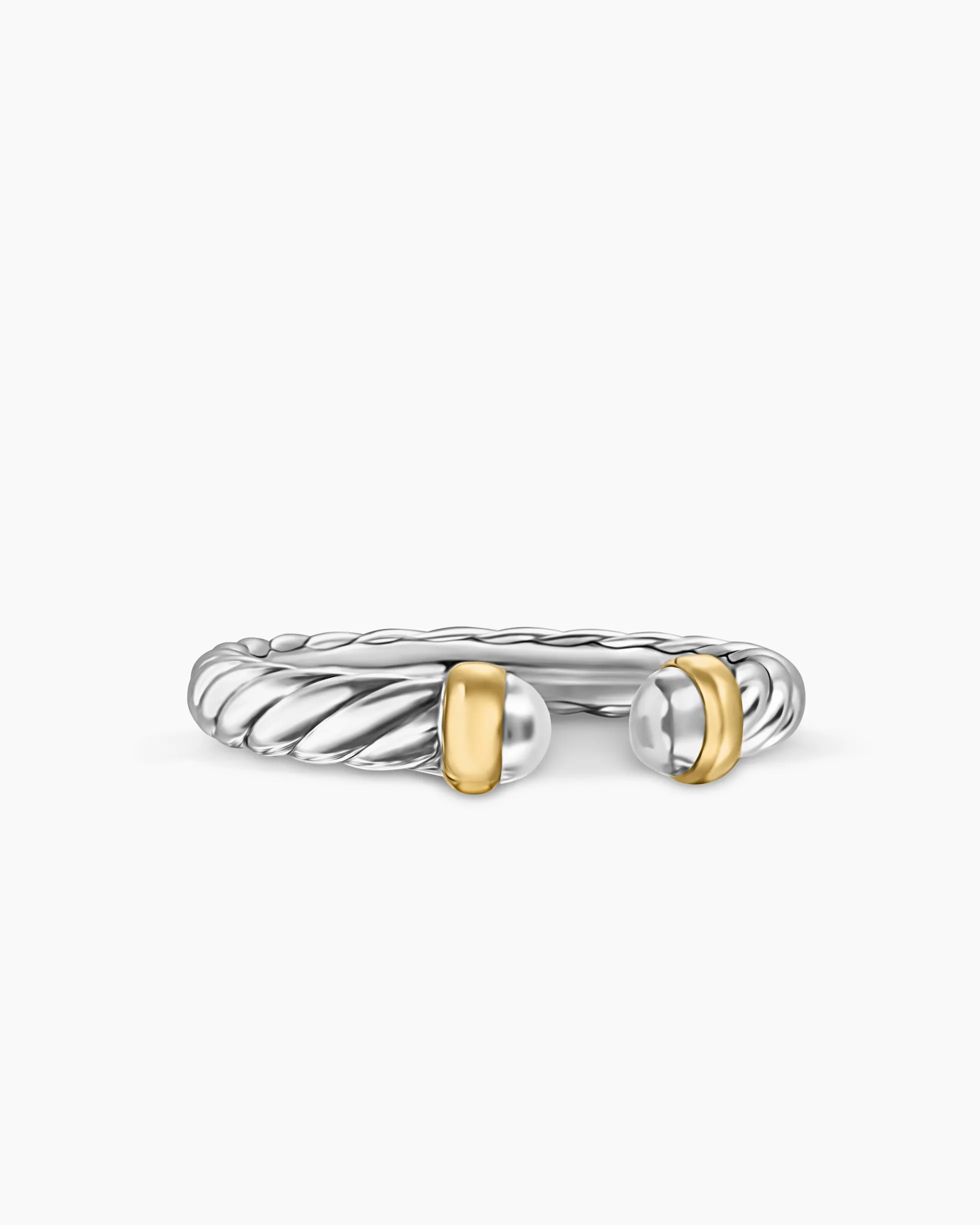 Petite Cable Open Ring Sterling Silver with 14K Yellow Gold, 3.4mm