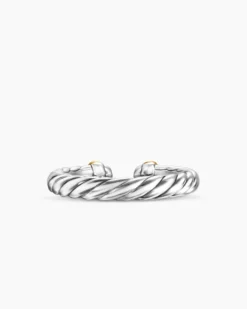 Petite Cable Open Ring Sterling Silver with 14K Yellow Gold, 3.4mm