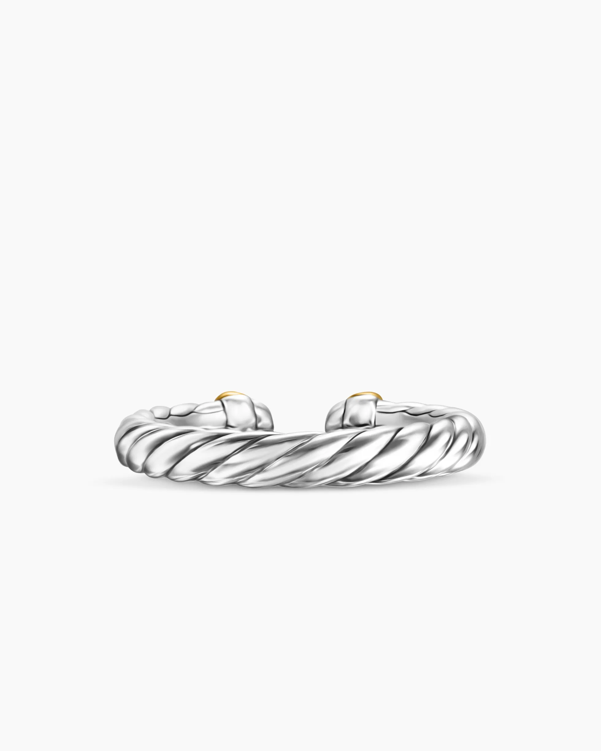 Petite Cable Open Ring Sterling Silver with 14K Yellow Gold, 3.4mm