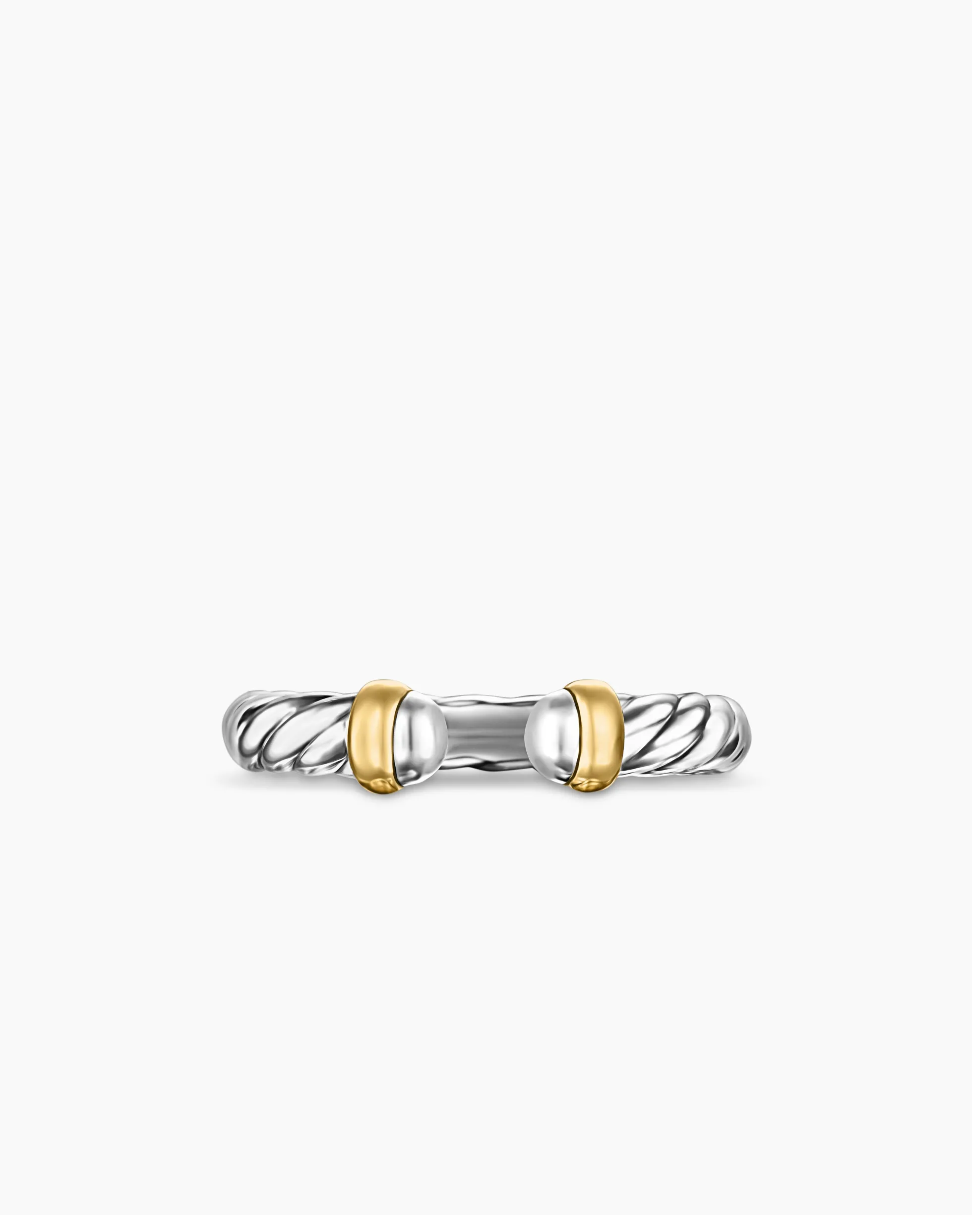 Petite Cable Open Ring Sterling Silver with 14K Yellow Gold, 3.4mm