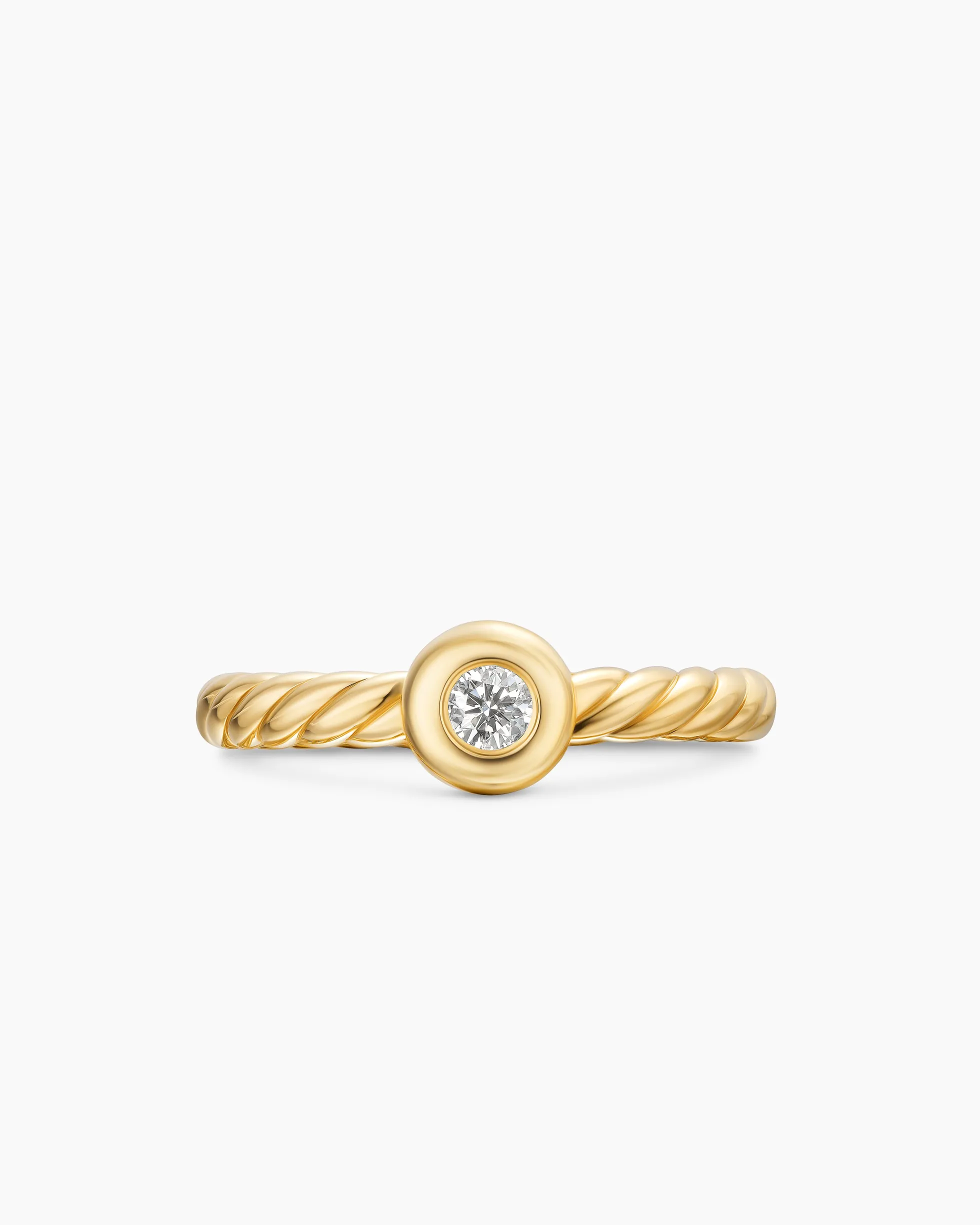 Petite Cable Ring 18K Yellow Gold with Center Diamond, 2.8mm