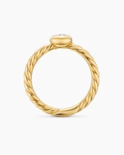 Petite Cable Ring 18K Yellow Gold with Center Diamond, 2.8mm