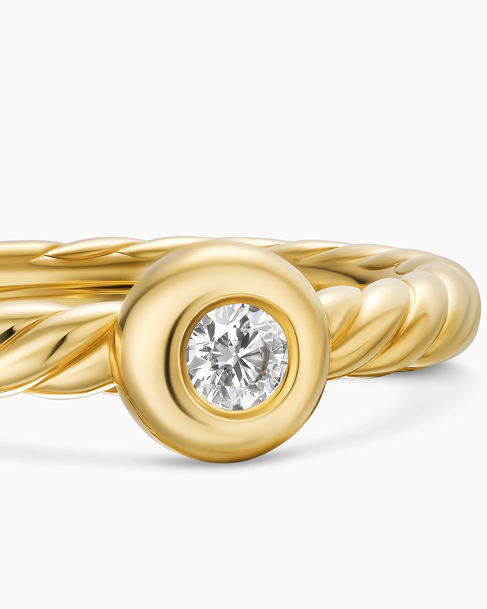 Petite Cable Ring 18K Yellow Gold with Center Diamond, 2.8mm