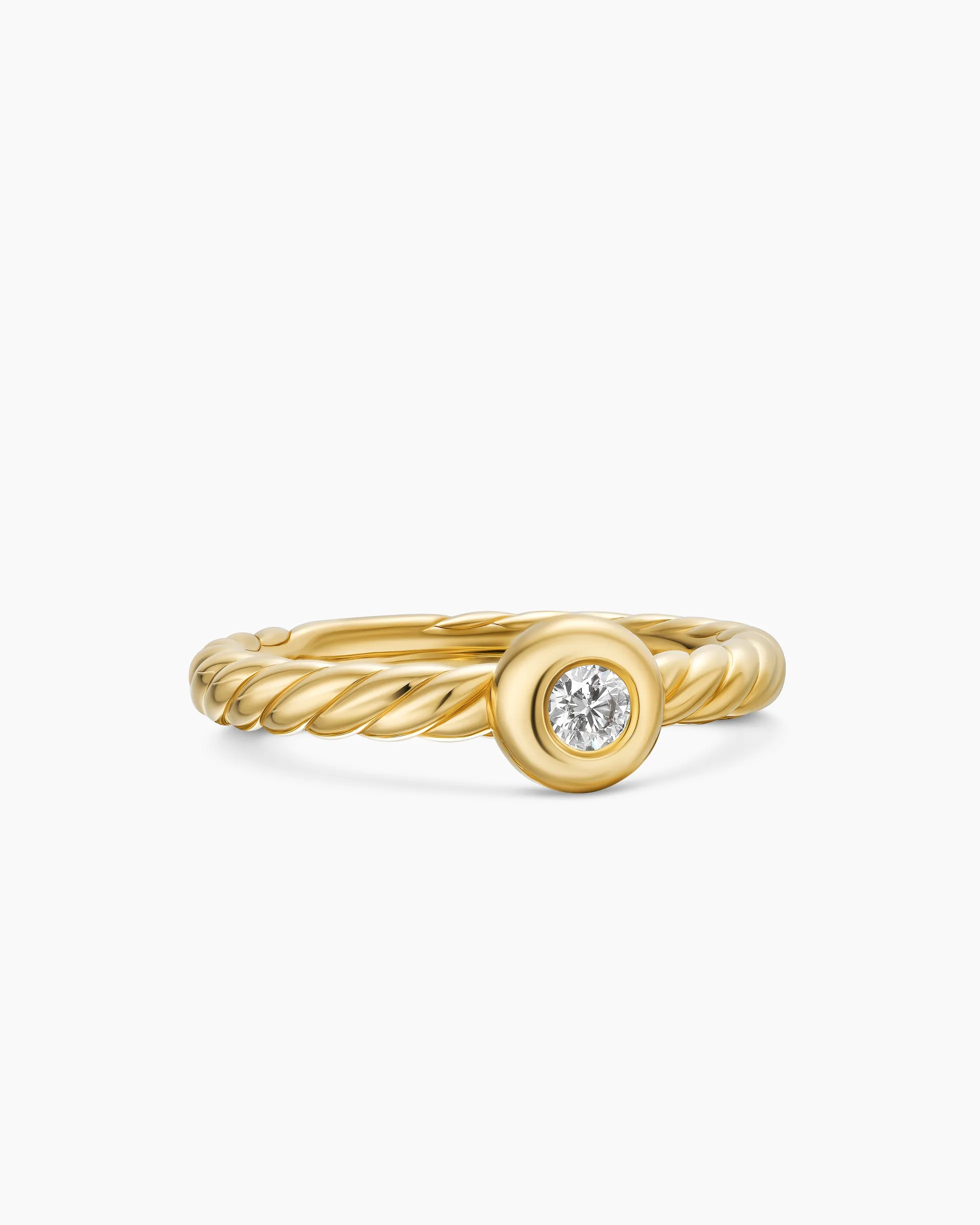 Petite Cable Ring 18K Yellow Gold with Center Diamond, 2.8mm