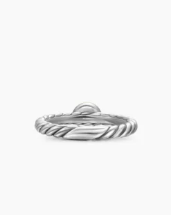 Petite Cable Ring Sterling Silver with 14K Yellow Gold and Pearl, 2.8mm