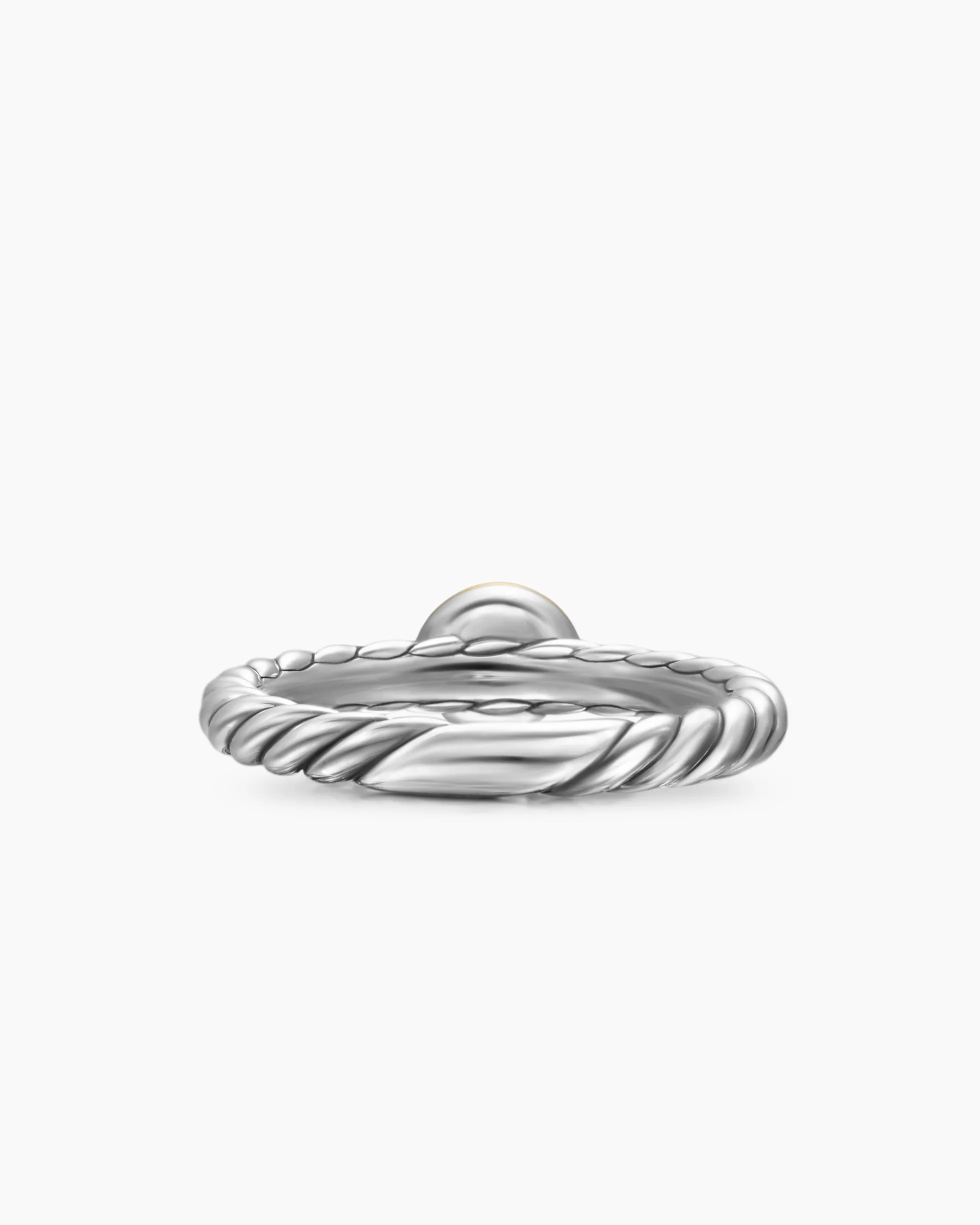 Petite Cable Ring Sterling Silver with 14K Yellow Gold and Pearl, 2.8mm