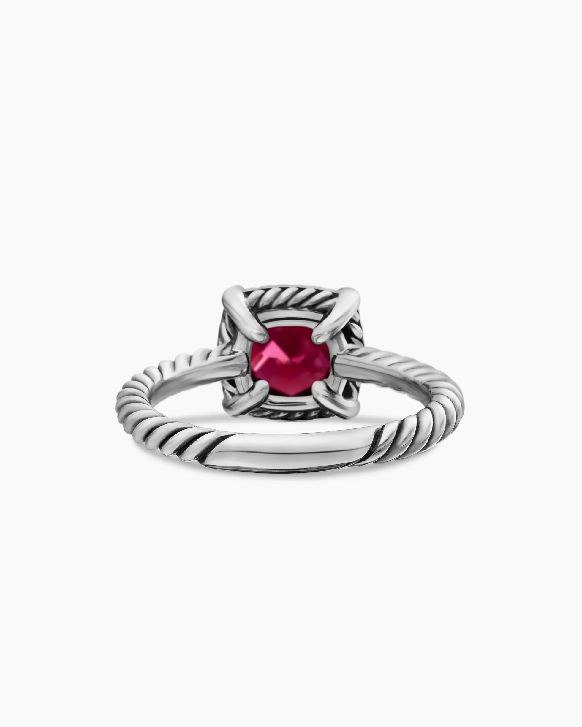 Petite Chatelaine® Pavé Bezel Ring Sterling Silver with Rhodolite Garnet and Diamonds, 7mm