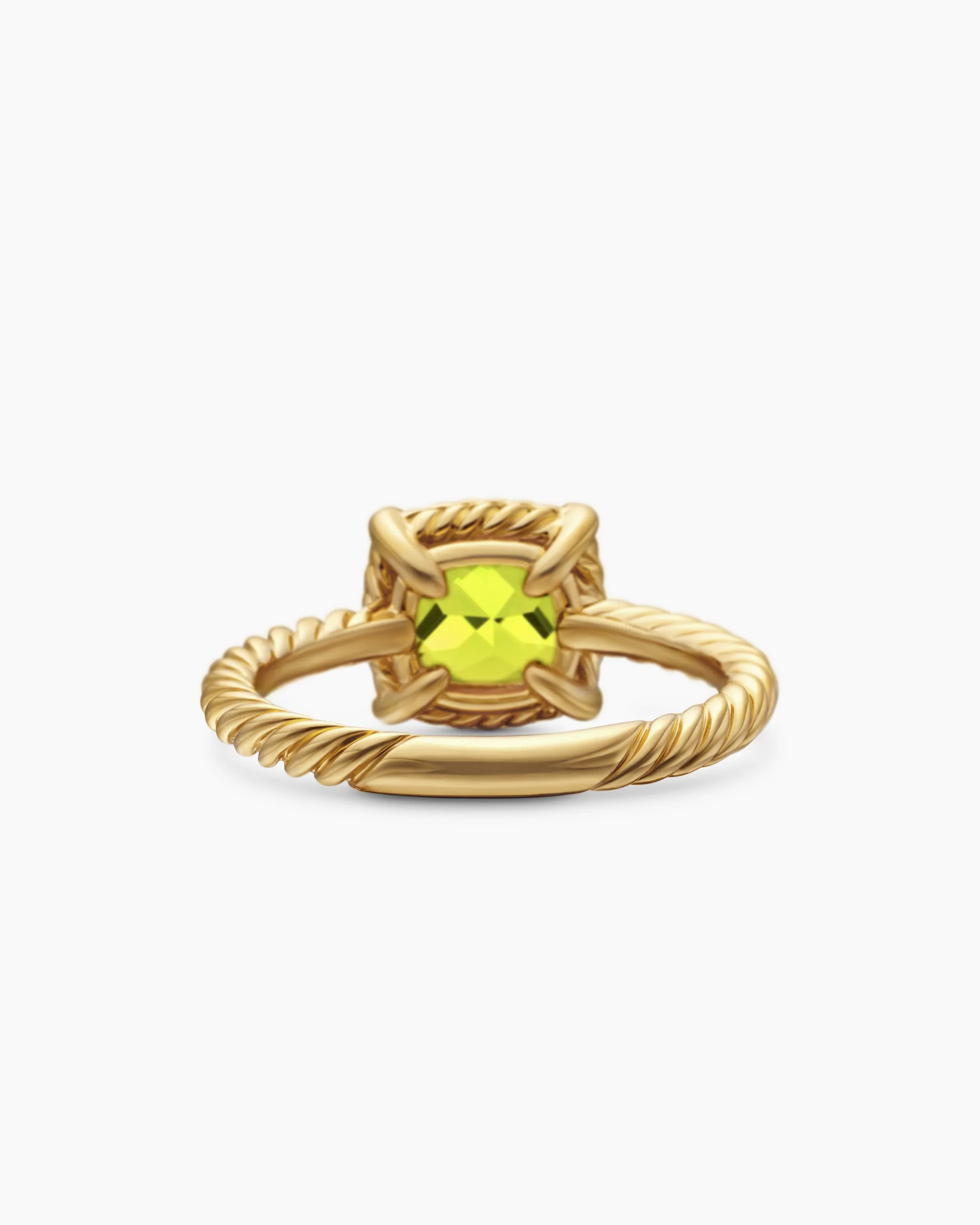 Petite Chatelaine® Pavé Bezel Ring 18K Yellow Gold with Peridot and Diamonds, 7mm