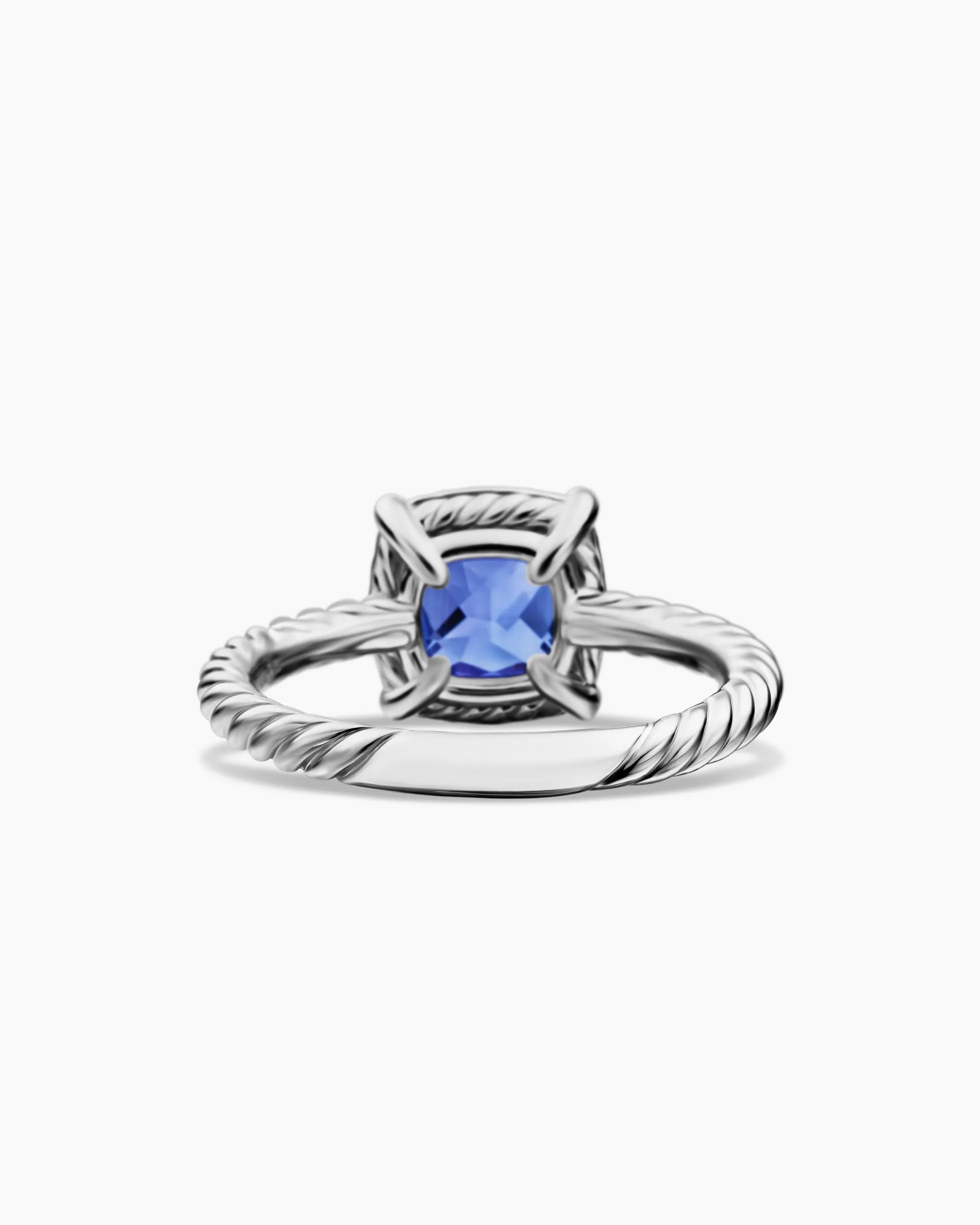 Petite Chatelaine® Pavé Bezel Ring 18K White Gold with Tanzanite and Diamonds, 7mm