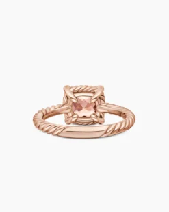 Petite Chatelaine® Pavé Bezel Ring 18K Rose Gold with Morganite and Diamonds, 7mm