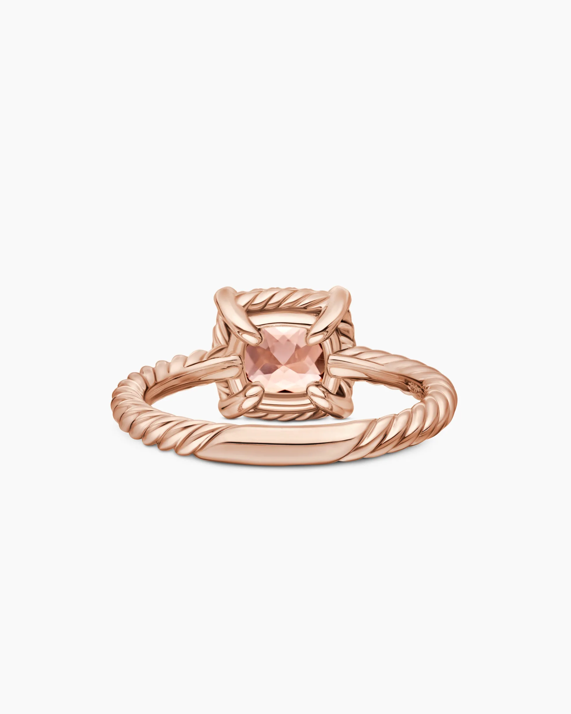 Petite Chatelaine® Pavé Bezel Ring 18K Rose Gold with Morganite and Diamonds, 7mm