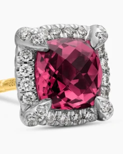 Petite Chatelaine® Pavé Bezel Stud Earrings Sterling Silver with Rhodolite Garnet and Diamonds, 5mm