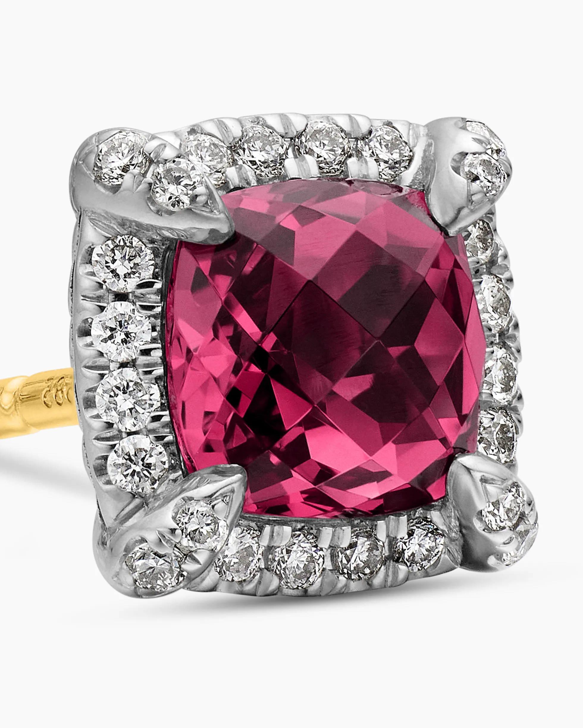 Petite Chatelaine® Pavé Bezel Stud Earrings Sterling Silver with Rhodolite Garnet and Diamonds, 5mm