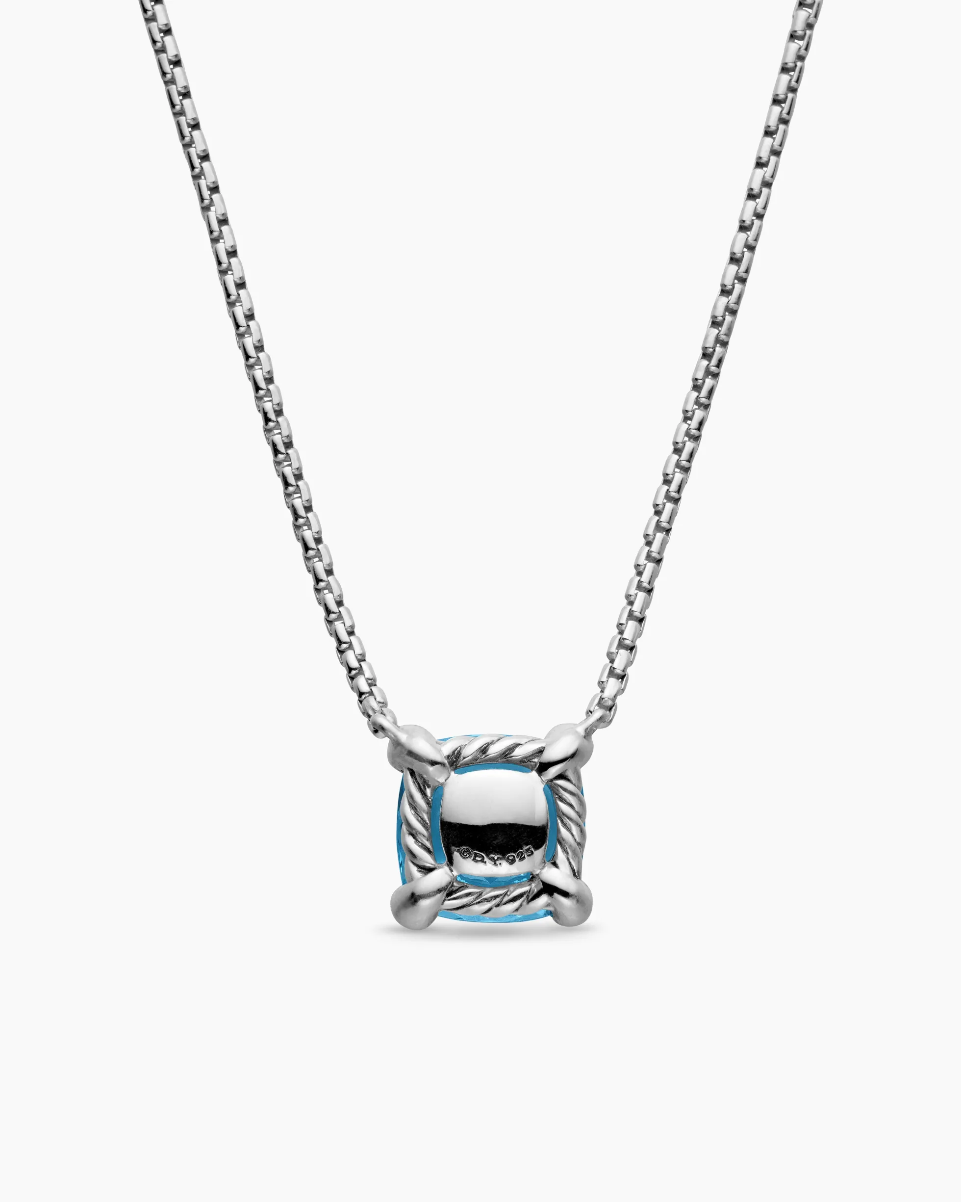 Petite Chatelaine® Pendant Necklace Sterling Silver with Blue Topaz and Diamonds, 9mm