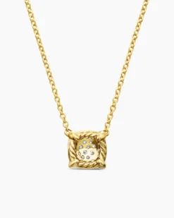 Petite Chatelaine® Pendant Necklace 18K Yellow Gold with Pavé Diamonds, 7mm
