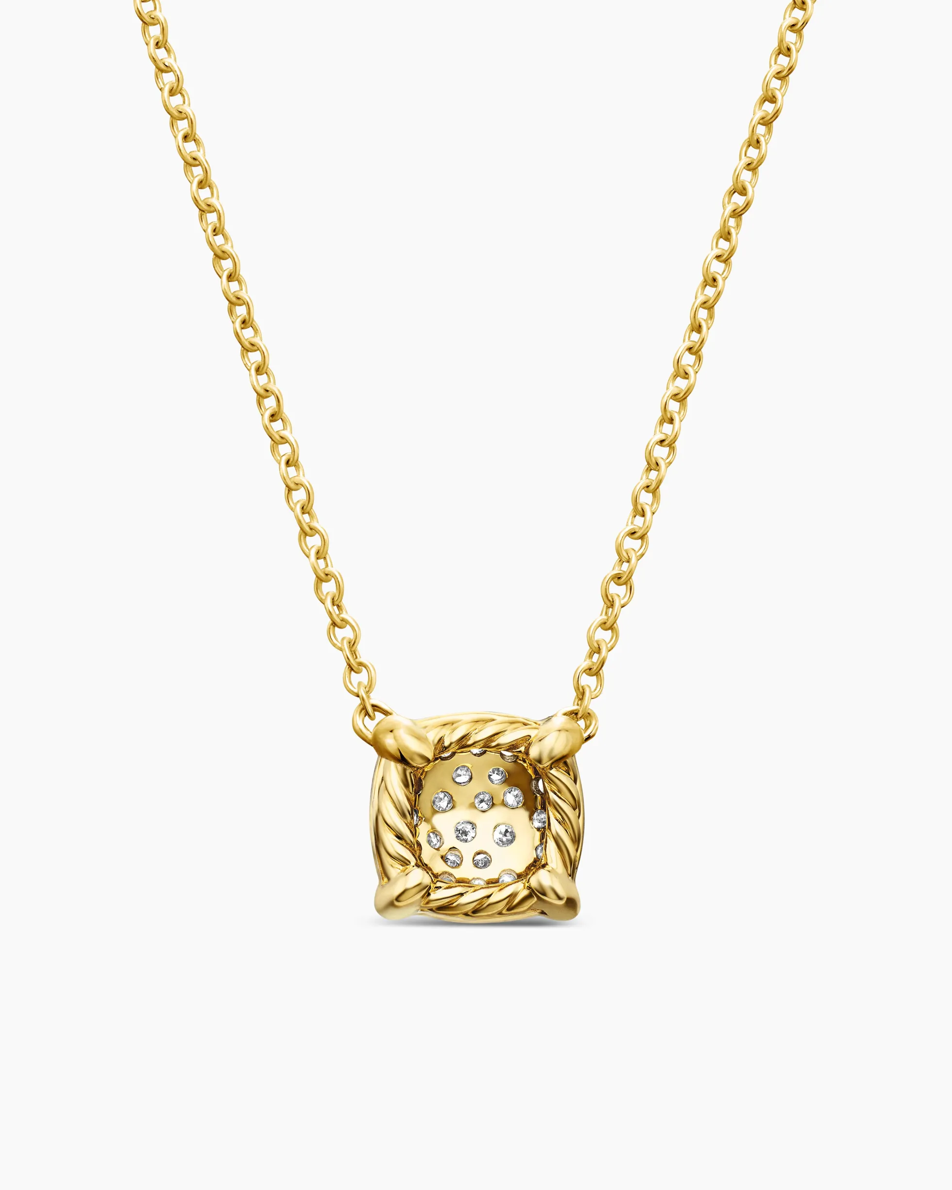 Petite Chatelaine® Pendant Necklace 18K Yellow Gold with Pavé Diamonds, 7mm