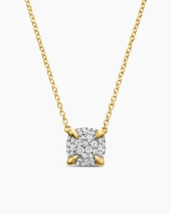Petite Chatelaine® Pendant Necklace 18K Yellow Gold with Pavé Diamonds, 7mm
