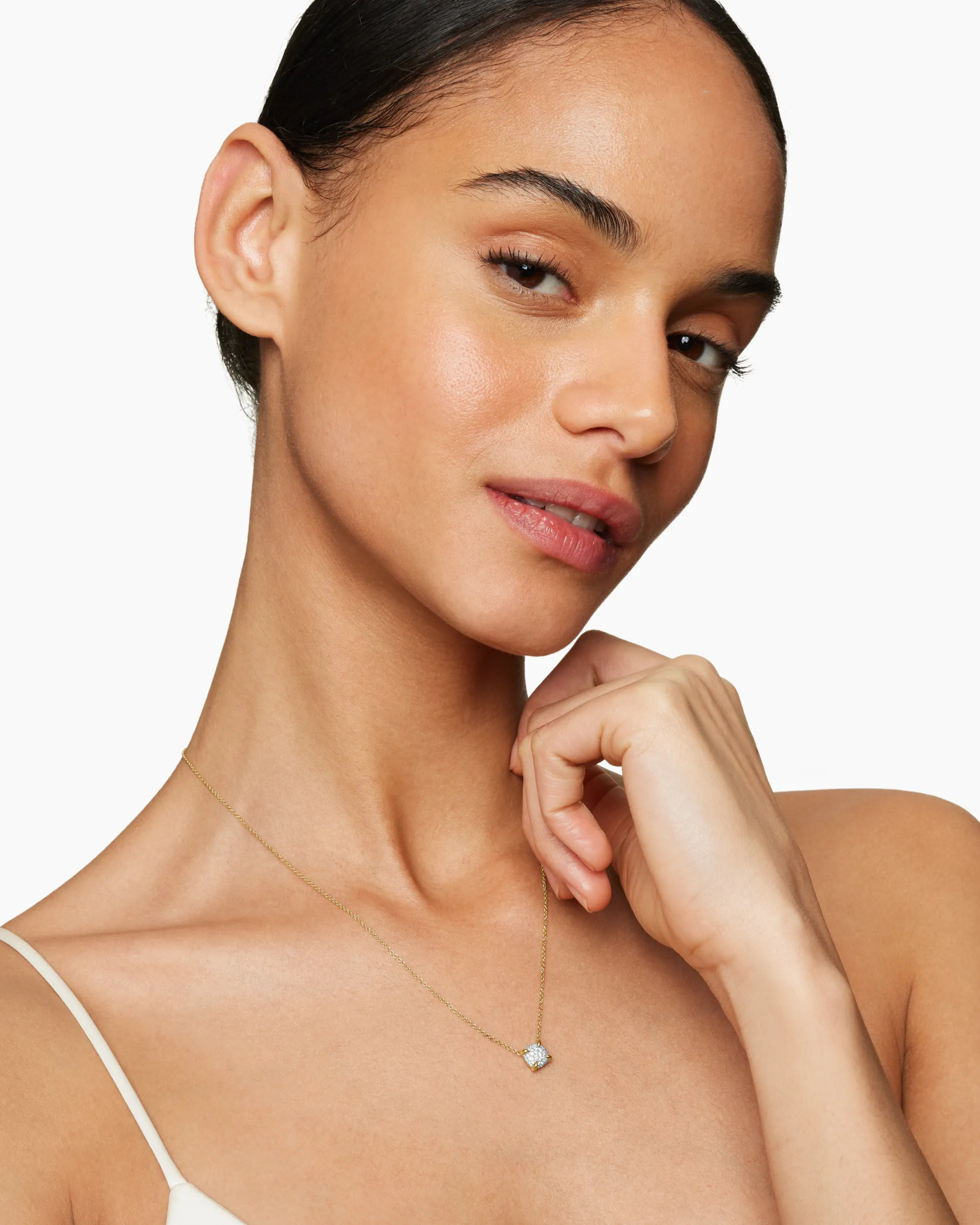 Petite Chatelaine® Pendant Necklace 18K Yellow Gold with Pavé Diamonds, 7mm