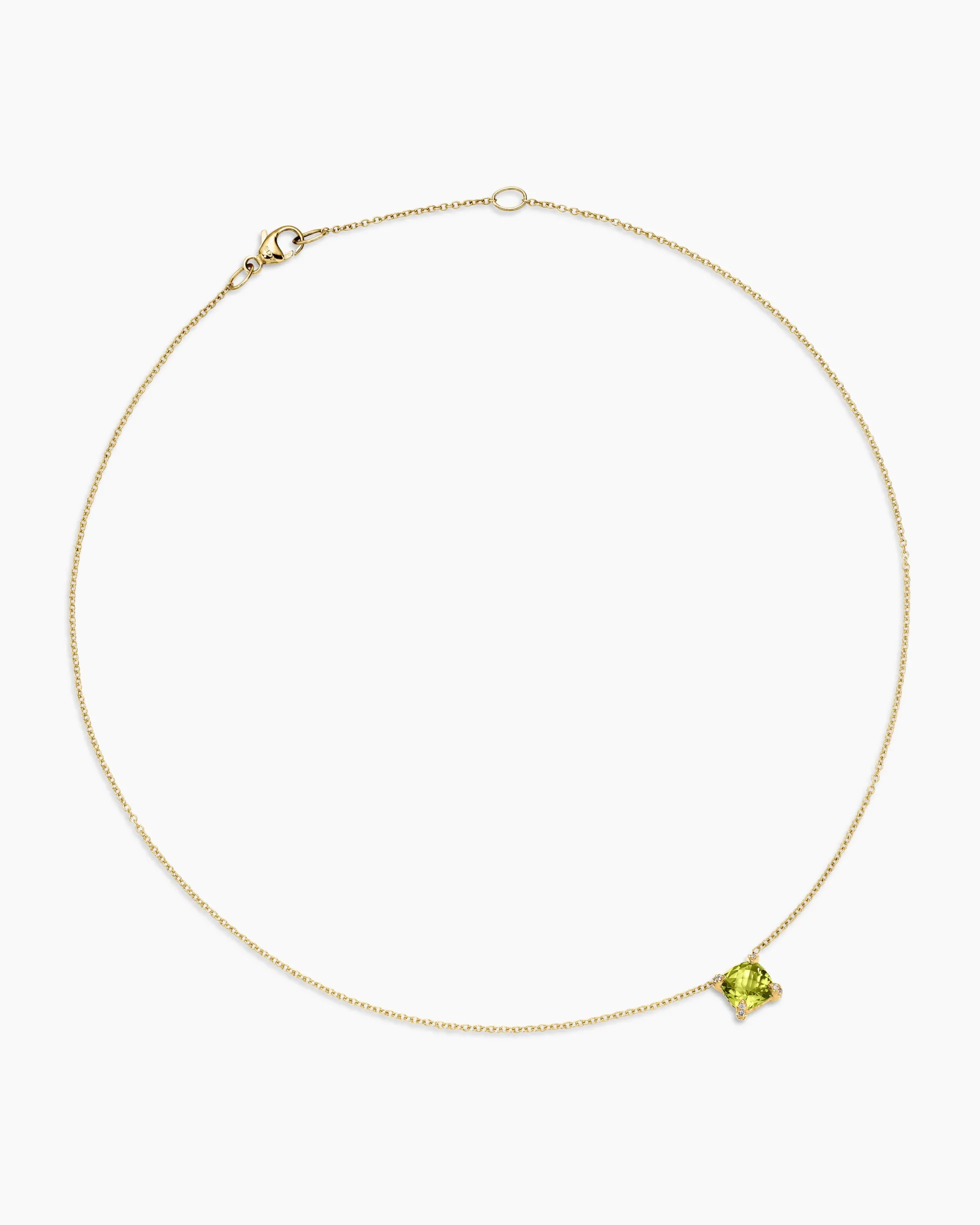 Petite Chatelaine® Pendant Necklace 18K Yellow Gold with Peridot and Diamonds, 7mm