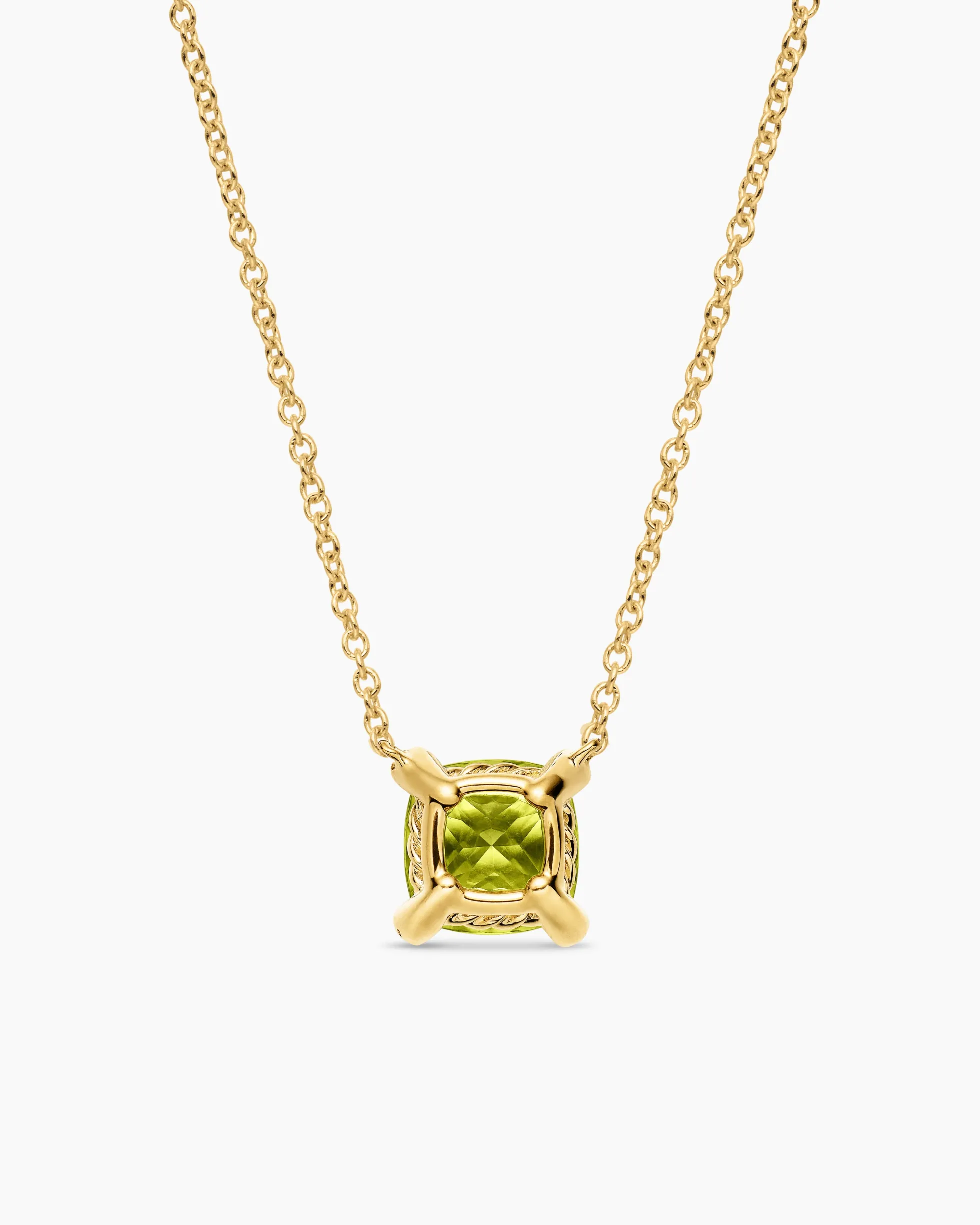 Petite Chatelaine® Pendant Necklace 18K Yellow Gold with Peridot and Diamonds, 7mm