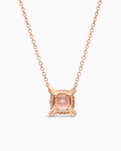 Petite Chatelaine® Pendant Necklace 18K Rose Gold with Morganite and Diamonds, 7mm
