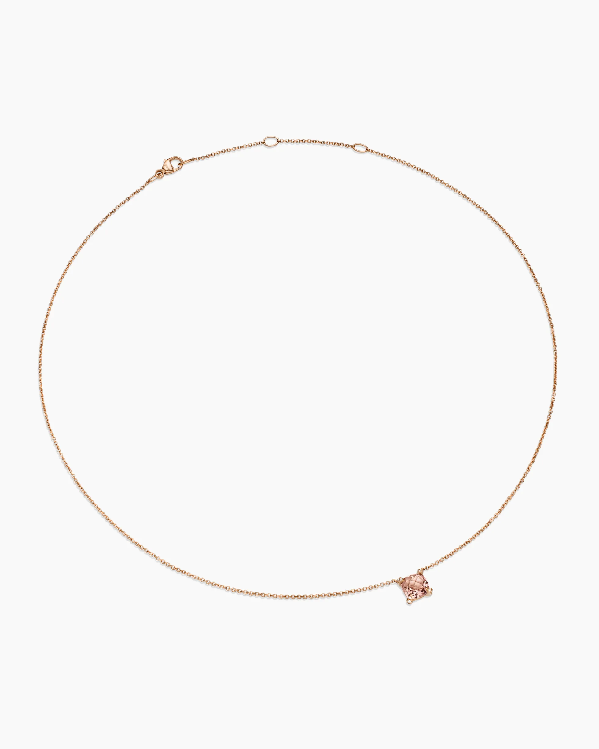 Petite Chatelaine® Pendant Necklace 18K Rose Gold with Morganite and Diamonds, 7mm